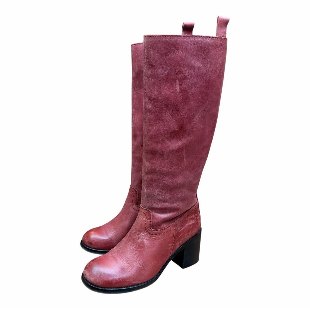 CHIO Womens 7.5 (38.5) Red Leather Ankle Boots Women's Size Tall Leather Boots